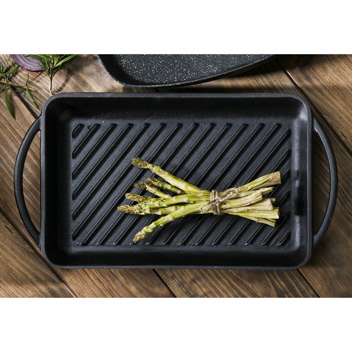 Plancha Para Asar De Hierro Fundido Negro Mate 33 x 21 Cm