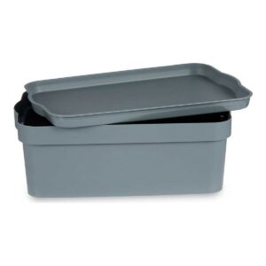 Caja de Almacenaje con Tapa 21 x 14,2 x 32 cm Gris 7,5 L 