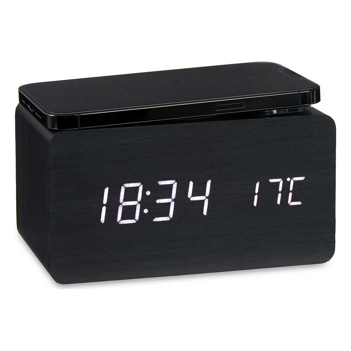 Reloj Digital de Sobremesa Negro PVC Madera MDF (11,7 x 7,5 x 8 cm) – Grupo  Lampier
