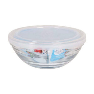 Fiambrera cuadrada de vidrio 15 x 15 x 6,2 cm, modelo Igloo, tapa de  plástico azul, recipiente para alimentos apto para lavavaji